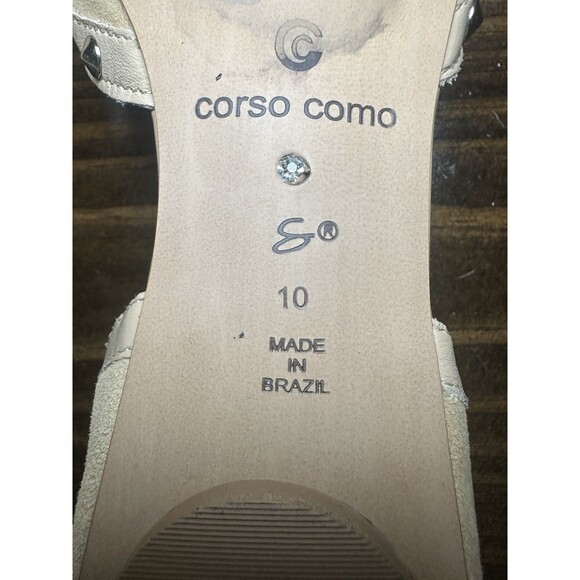 Corso Como Studded Slip On Nude Beige Leather Flats Shoes Women's 10‎ - Picture 8 of 9